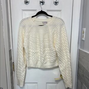 Sincerely Jules Cream Cable Knit Crew Neck Sweater